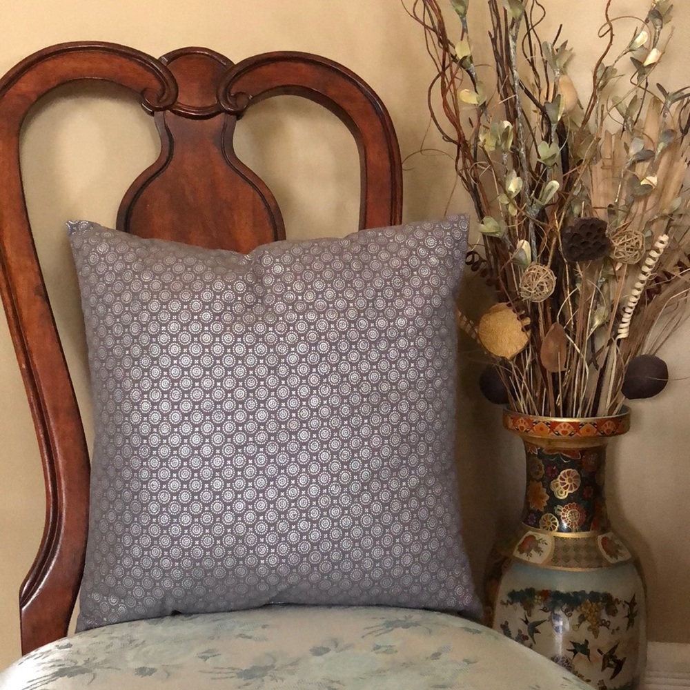 Handcrafted Gray Metallic 16x16 Throw Pillow